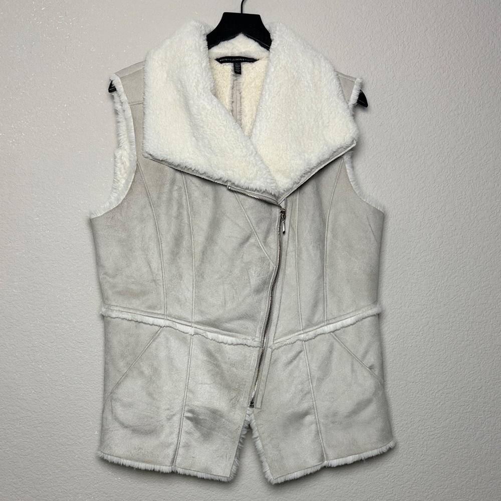 WHBM Winter White Faux Fur & Sueded Vest